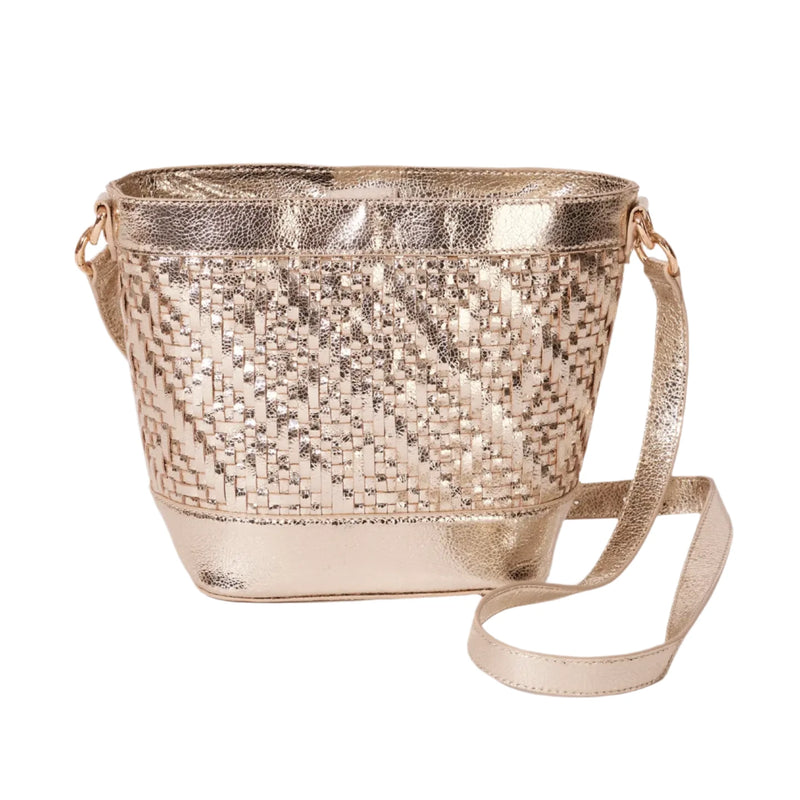 Gold Woven Bucket Bag