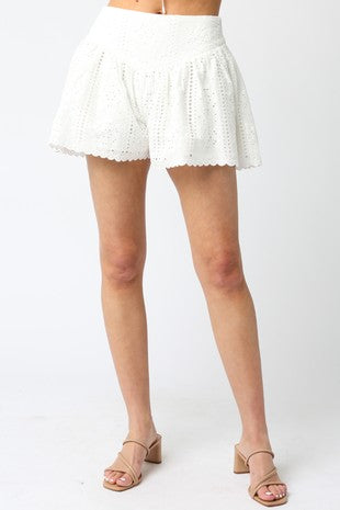 Ivory Linen Flare Short