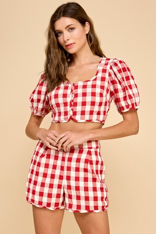 Red Gingham Short Set