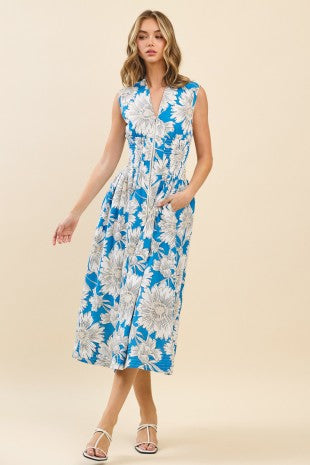 Floral Print Zip Up Midi