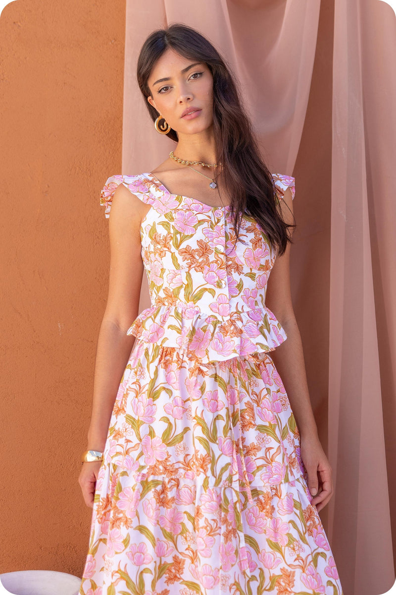 Floral Peplum Skirt Set