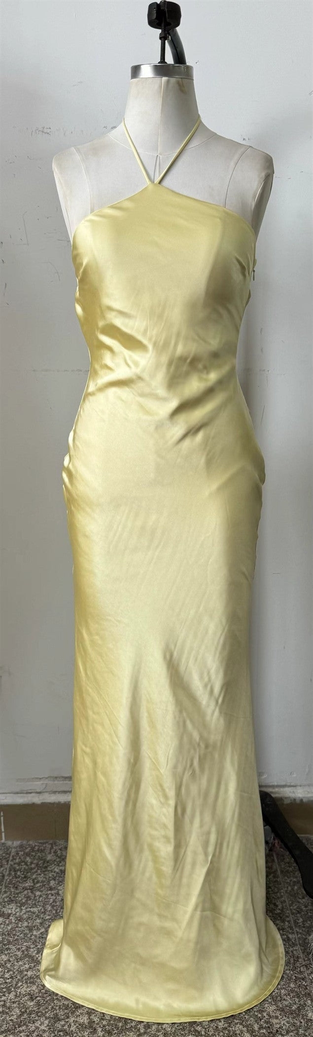 Yellow Satin Bow Back Maxi