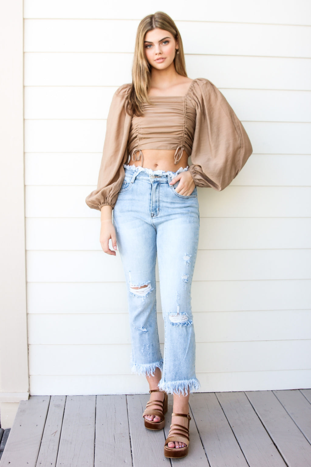 Puffy Sleeve Crop Top