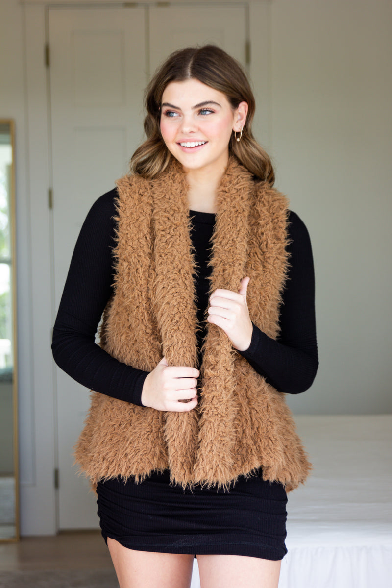 Faux Fur Open Vest