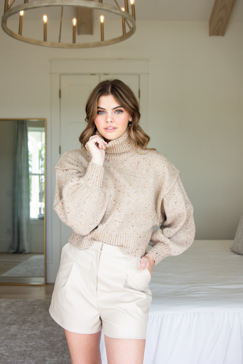 Speckled Turtleneck Sweater