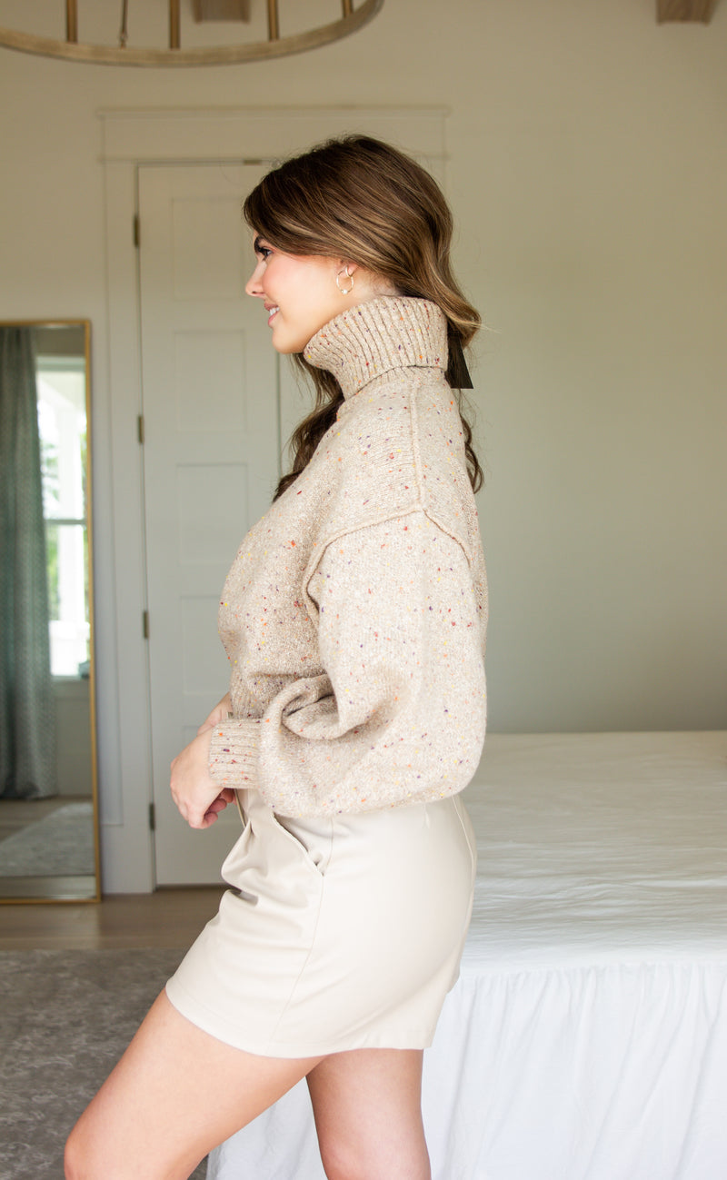 Speckled Turtleneck Sweater